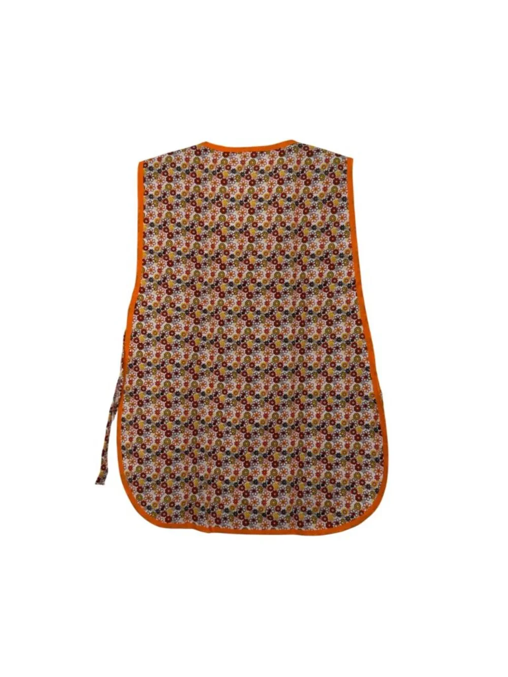 Women Apron Frida-Inspired Floral Front Pockets Orange Trim One Size